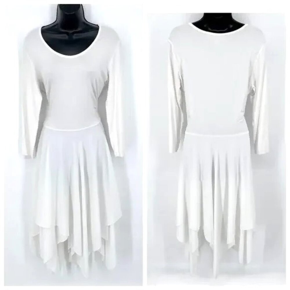 Zelda VINTAGE Balletcore Dress White Mixed Media Handkerchief Hem